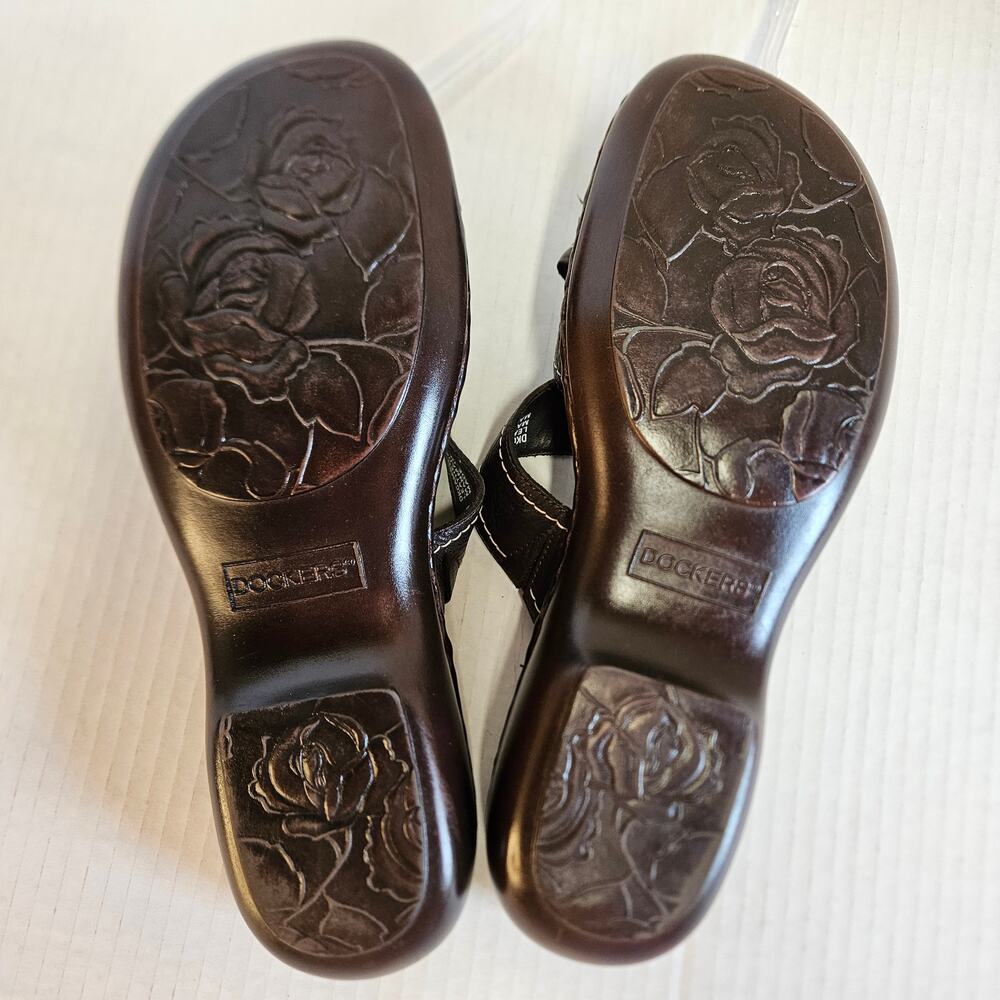 Brown Leather Dockers Cambree Slip On Strappy Sandals Size 8.5M - Picture 5 of 9